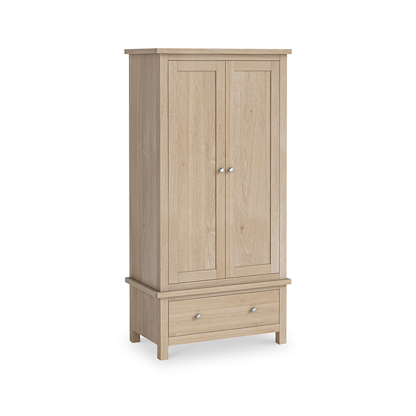 Farro Washed Oak Double Wardrobe with Drawers