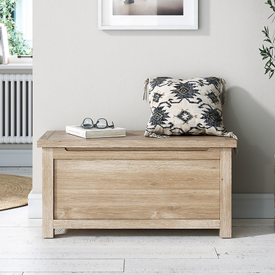 Farro Washed Oak Blanket Box