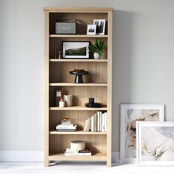 Farro Washed Oak Large Bookcase