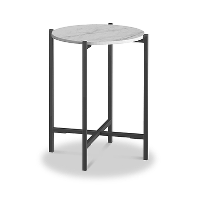 Pimlico Marble Round Side Table with Grey Frame