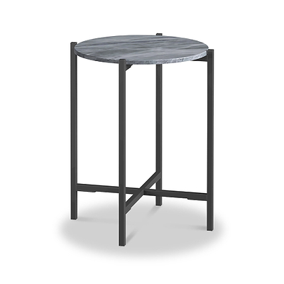 Pimlico Marble Round Side Table with Grey Frame