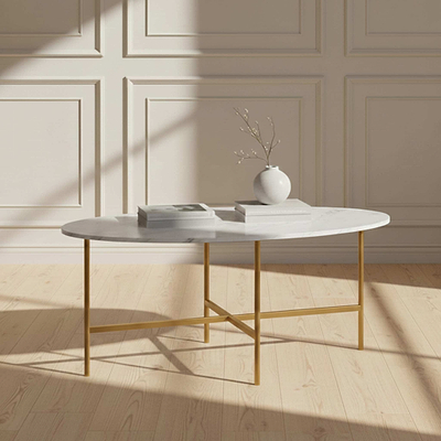 Pimlico Marble Oval Coffee Table with Gold Frame