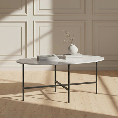 Pimlico Marble Oval Coffee Table with Grey Frame