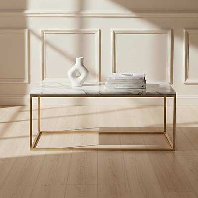 Pimlico Marble Rectangular Coffee Table with Gold Frame