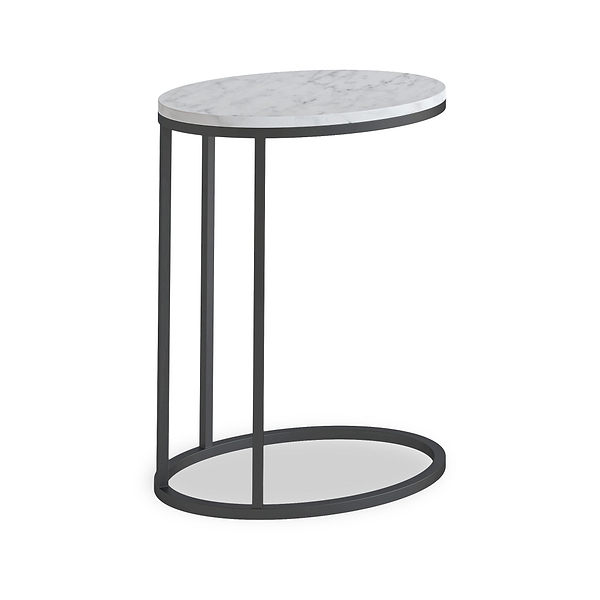 Pimlico Marble Oval C Side Table with Grey Frame