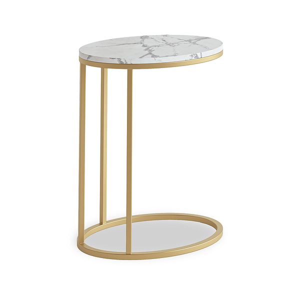 Pimlico Marble Oval C Side Table with Gold Frame