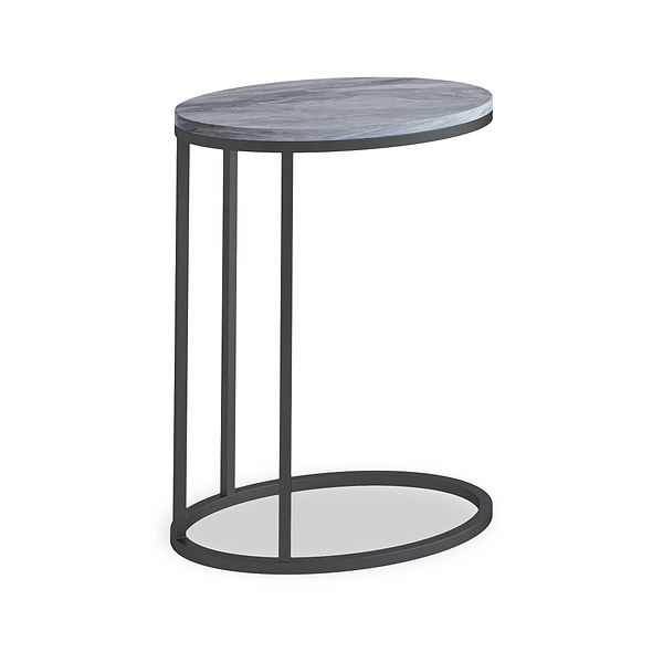 Pimlico Marble Oval C Side Table with Grey Frame