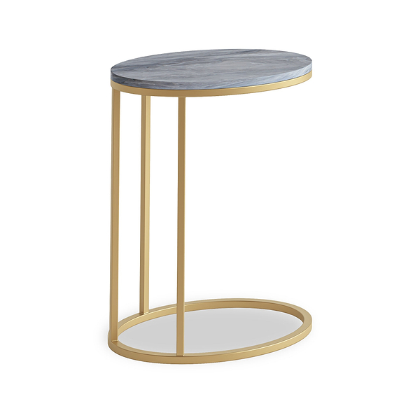 Pimlico Marble Oval C Side Table with Gold Frame