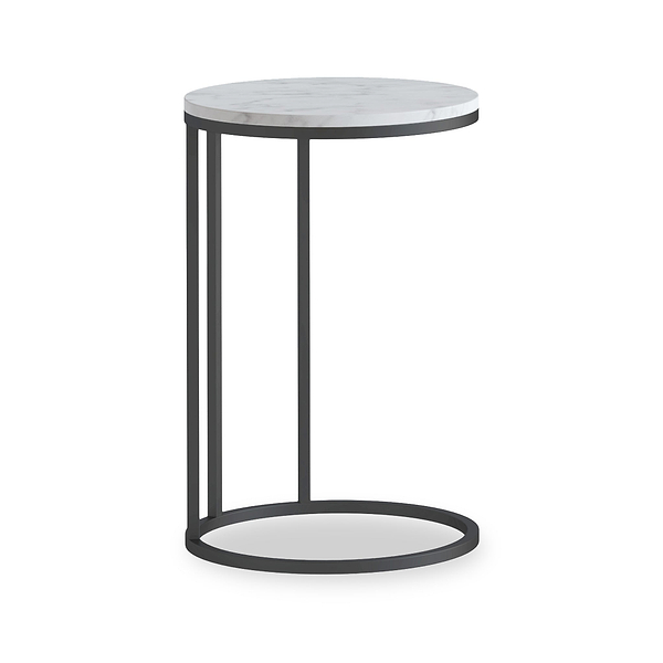 Pimlico Marble Round C Side Table with Grey Frame