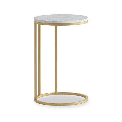 Pimlico Marble Round C Side Table with Gold Frame