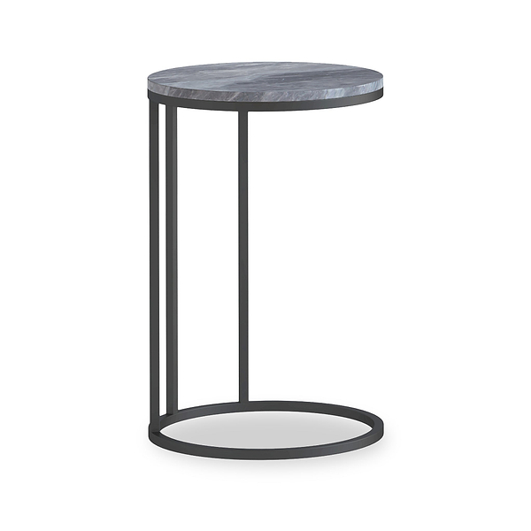 Pimlico Marble Round C Side Table with Grey Frame