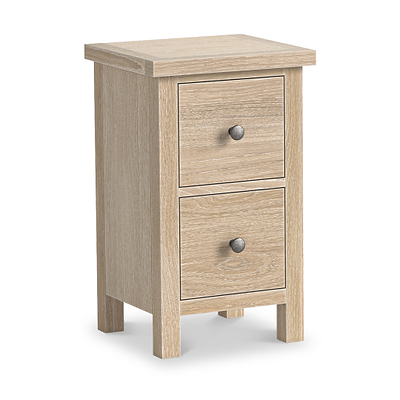 Trelan Washed Oak 2 Drawer Slim Bedside Table