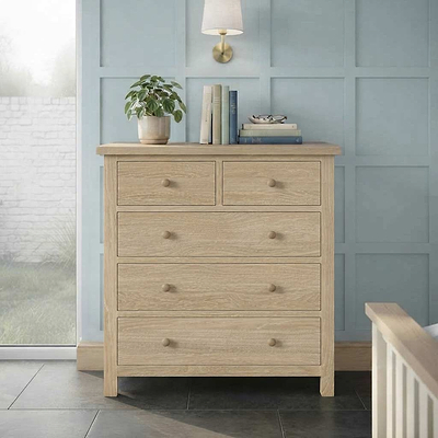 Trelan Washed Oak 2 Over 3 Chest of Drawers