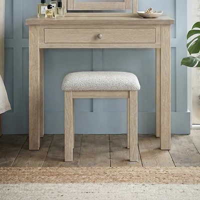 Trelan Washed Oak Boucle Dressing Table Stool