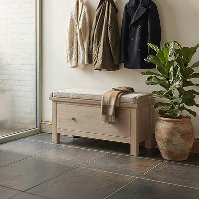 Trelan Washed Oak Storage Bench with Drawer