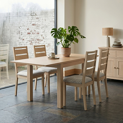 Trelan Washed Oak 80cm - 160cm Flip Top Dining Table