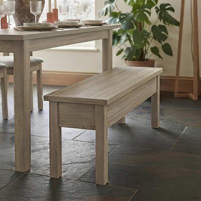 Trelan Washed Oak Shallow Storage Bench