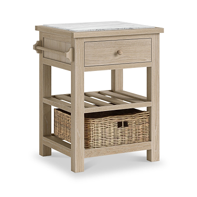 Trelan Washed Oak Marble Top Kitchen Island