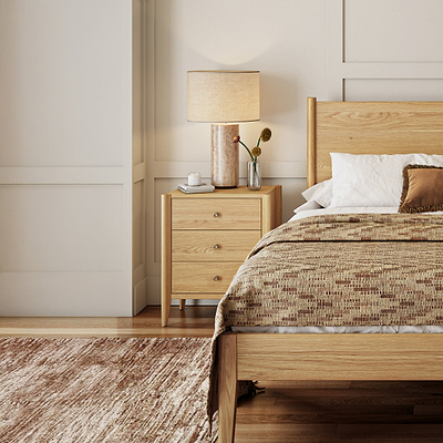 Cavell Oak 3 Drawer Bedside Table