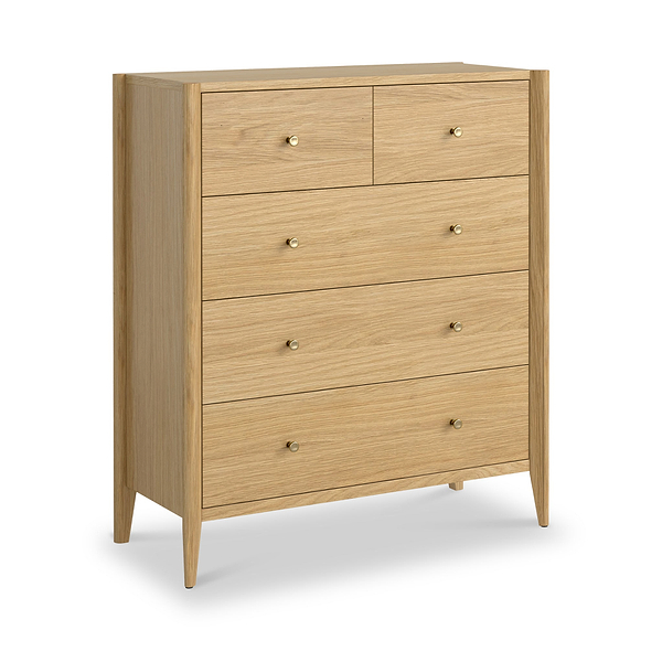 Cavell Oak 2 Over 3 Drawer Chest