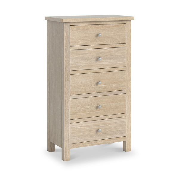 Farro Washed Oak XL 5 Drawer Tallboy Chest