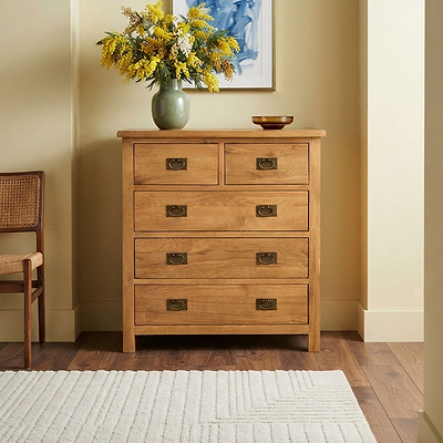 Lanner Oak 2 over 3 Drawer Chest