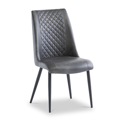 Spencer Grey Faux Leather Quilted Dining Chair