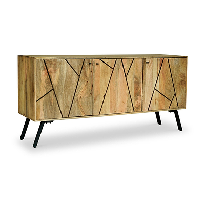 Maddox Grooved Mango Wood 3 Door Sideboard
