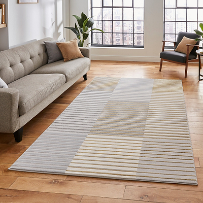 Aldrin Grey Striped Patterned Rug