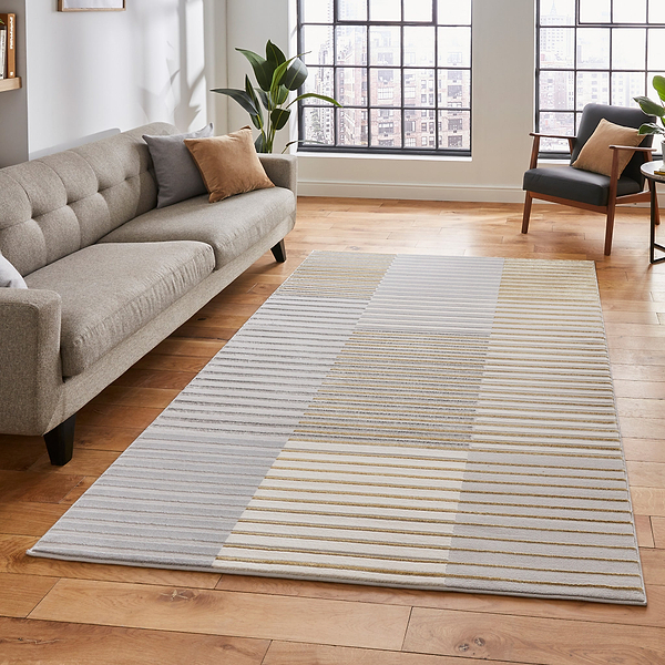 Aldrin Grey Striped Patterned Rug