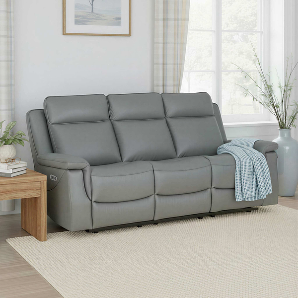 Denbor Power Leather Recliner 3 Seater Sofa
