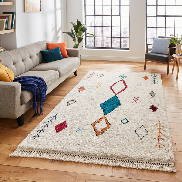 Edie Boho Multi Coloured Diamond Rug