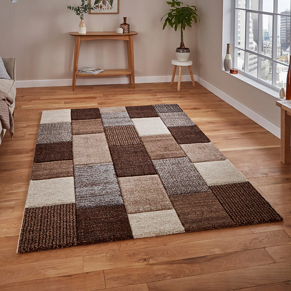 Brockton Cube Patterned Hand Carved Rug