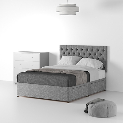 Farrow Diamond Linen Divan Bed and Headboard