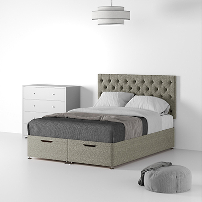 Farrow Diamond Linen Divan Bed and Headboard