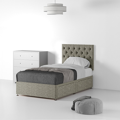 Farrow Diamond Linen Divan Bed and Headboard