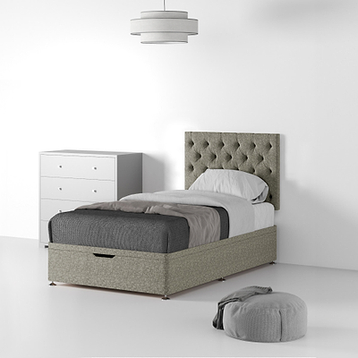 Farrow Diamond Linen Ottoman Divan Bed and Headboard