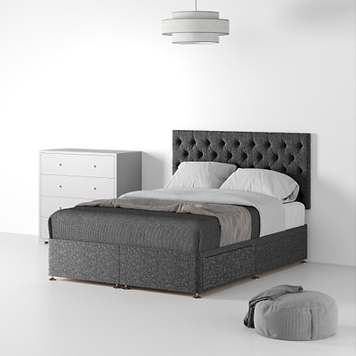Farrow Diamond Linen Divan Bed and Headboard