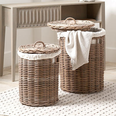 Kubu Round Linen Baskets Set of 2