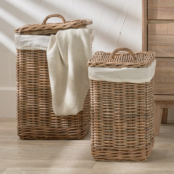 Kubu Square Linen Baskets Set of 2