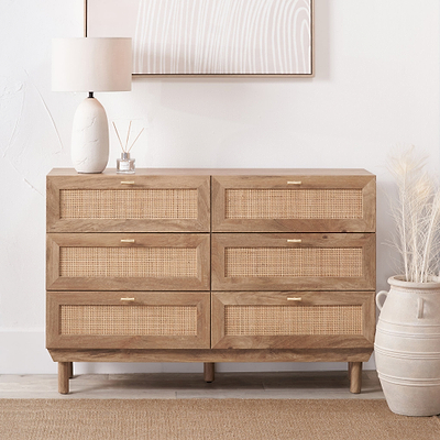 Henrik Natural Rattan 6 Drawer Chest