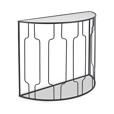 Caprisse Mirrored Glass Half Moon Console Table