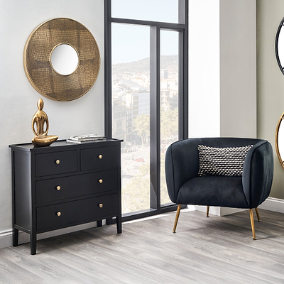 Chelmsford Satin Black Pine 4 Drawer Chest