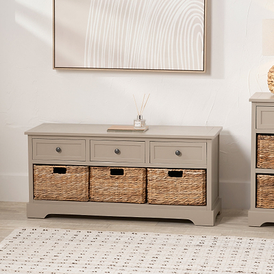 Devonshire Pine Storage Bench with Baskets