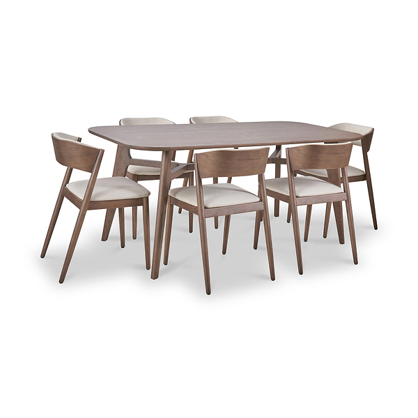 Elias Dark Ash Retro Dining Table and 6 Chairs
