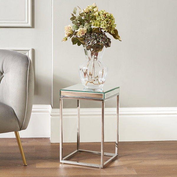 Elysee Mirrored Glass Square Side Table