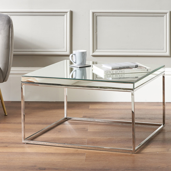 Elysee Mirrored Glass Square Coffee Table