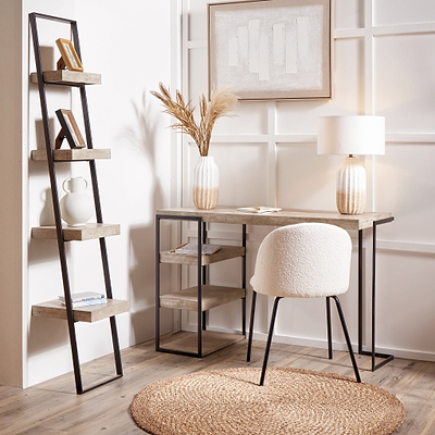 Jersey Concrete Effect Ladder Shelving Unit