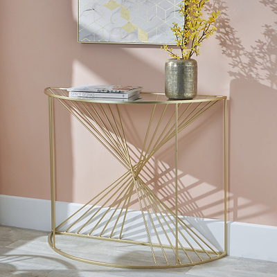 Liberty Gold Metal Half Moon Console Table