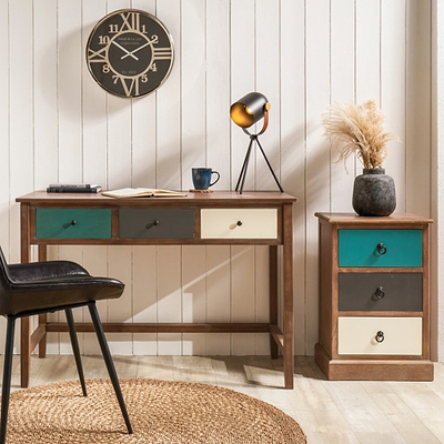 Loft Pine 3 Drawer Desk